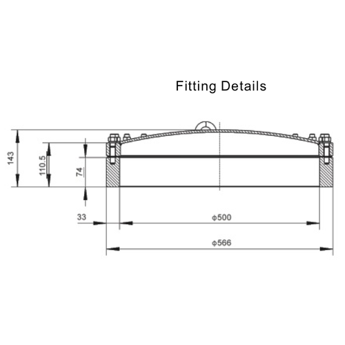500 mm Domed FBM Mannloch Assembly 24 Punkte Edelstahl 316L GUARD™ 500 mm Domed FBM Mannloch Assembly 24 Punkte Edelstahl 316L