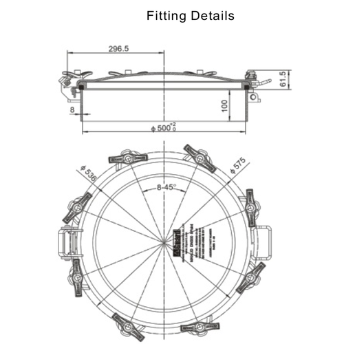 GUARD™ Collier de trou d'homme profond, 500 mm, 8 points