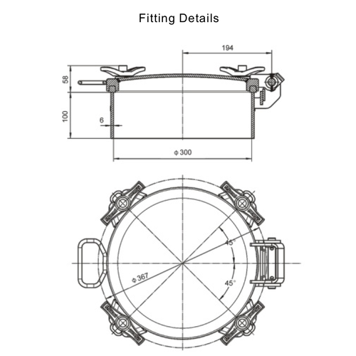Ensamblaje de inspección de anillo profundo de 300 mm, altura de 100 mm GUARD™ Ensamblaje de inspección de anillo profundo de 300 mm, altura de 100 mm