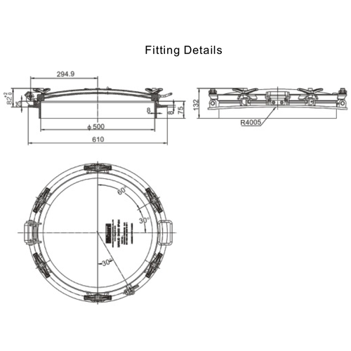 GUARD™ 500 mm Mannloch Assembly für Bitumen, 6 Punkte