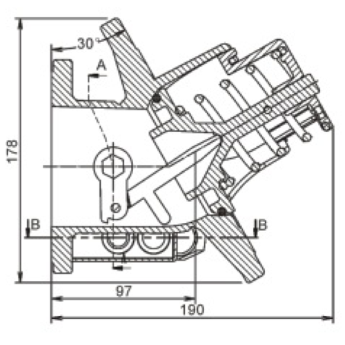 GUARD™ 3" 30° Foot Valve with heating, Inlet 8×φ14× PCD178