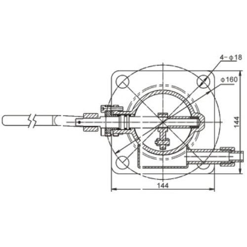 GUARD™ Válvula de pie de 3" a 30 ° con calentamiento, entrada 8 × φ14 × PCD178