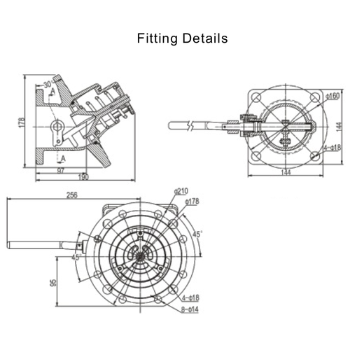 DN80 30 ° Fußventil, Einlass 8 × φ14 × PCD178, 4 × φ 18 × PCD178, GUARD™ DN80 30 ° Fußventil, Einlass 8 × φ14 × PCD178, 4 × φ 18 × PCD178,