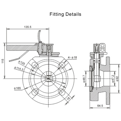 2" geflenste luchtinlaat vlinderklep RVS 316 PTFE pakking GUARD™ 2" geflenste luchtinlaat vlinderklep RVS 316 PTFE pakking