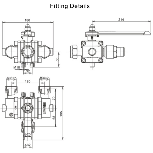 T75 3-Way Ball Valve in SS 304 GUARD™ T75 3-Way Ball Valve in SS 304
