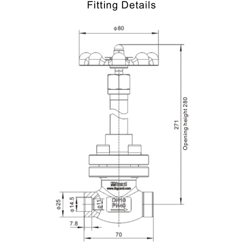 GUARD™ T75 Globe Valve with long neck, nom diam. DN10