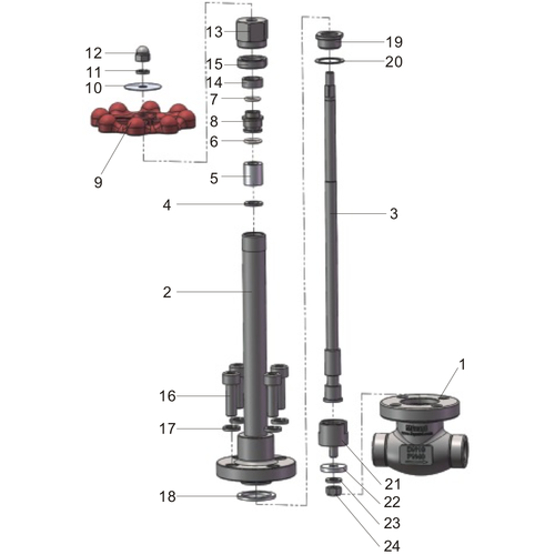 GUARD™ T75 Globe Valve with long neck, nom diam. DN10
