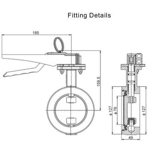 3" Geklemde vlinderklep type I, links open GUARD™ 3" Geklemde vlinderklep type I, links open