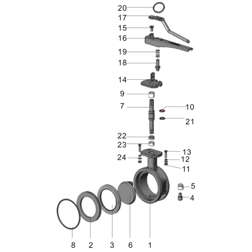 GUARD™ Bedieningshendel voor 3" geklemde vlinderklep