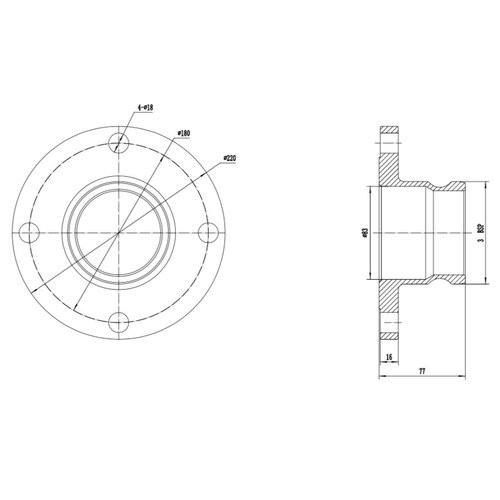 4" flange to 3" Camlock outlet GUARD™ 4" flange to 3" Camlock outlet