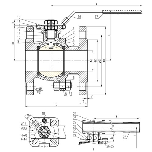 DN50 ANSI 2PC Flansch-Kugelhahn GUARD™ DN50 ANSI 2PC Flansch-Kugelhahn