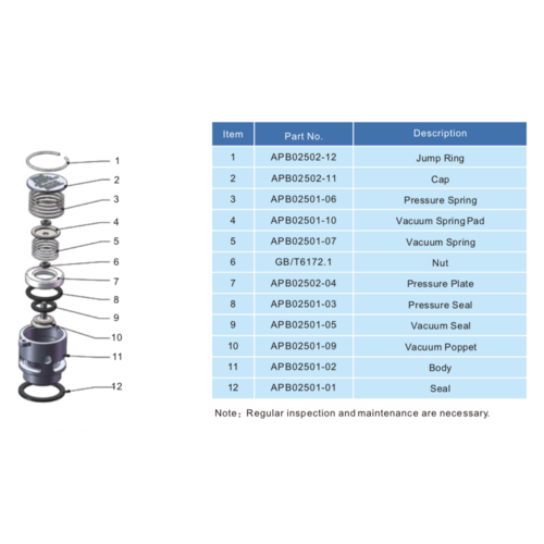 Pressure Relief Valve - DN25, 1" BSP 0.21bar - Vac. 0,03 bar GUARD™ Pressure Relief Valve - DN25, 1" BSP 0.21bar - Vac. 0,03 bar