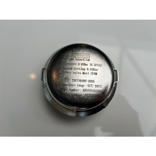 GUARD™ 2" IBC Relief Valve, Pressure 0.45bar, Vacuum 0.03bar, 316