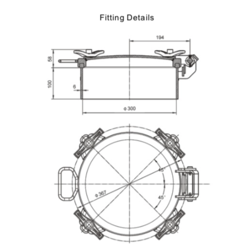 300 mm Inspectieluik, 200 mm hoog GUARD™ 300 mm Inspectieluik, 200 mm hoog