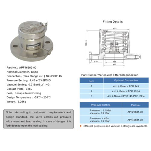 GUARD™ 2,5" Flens overdrukventiel: 4,4 bar Vacuüm: 0,21