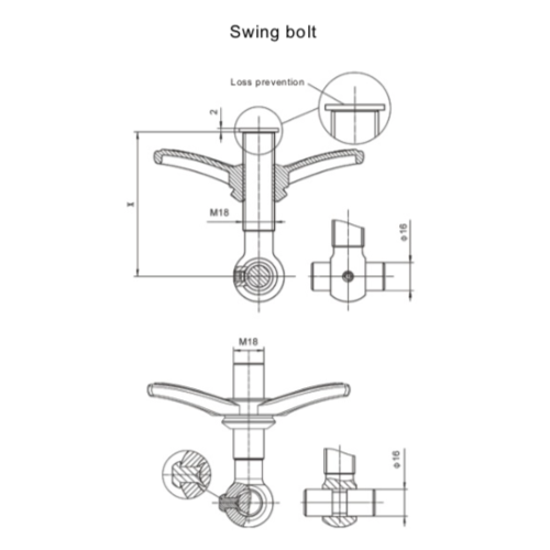16mmxM18x83mm Swingbolt-Baugruppe GUARD™ 16mmxM18x83mm Swingbolt-Baugruppe