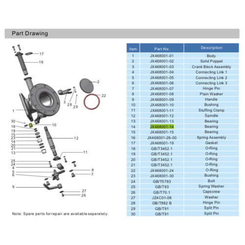 GUARD™ Lager voor Swing Footvalve