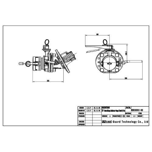 DN80 30 Grad Bodenventil + 3" Clamped Drosselklappe + 3" FlangeOutlet + 3" Blindflansch GUARD™ DN80 30 Grad Bodenventil + 3" Clamped Drosselklappe + 3" FlangeOutlet + 3" Blindflansch