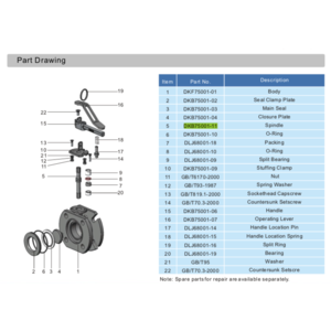 Spindle for 2" butterfly valve