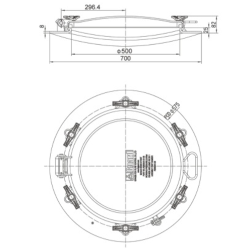 DN500 Manlidmontage met laag profiel -3 Bar (500mm) GUARD™ DN500 Manlidmontage met laag profiel -3 Bar (500mm)