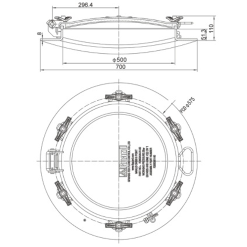 DN500-Manndeckelbaugruppe mit hohem Profil (500 mm) GUARD™  DN500-Manndeckelbaugruppe mit hohem Profil (500 mm)