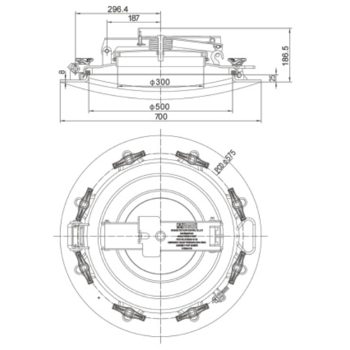 DN500 Manlid constructie met noodafvoer apparaat (500 mm) GUARD™ DN500 Manlid constructie met noodafvoer apparaat (500 mm)