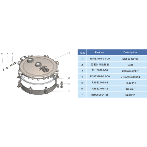 DN500 gepolijste mangat constructie (500 mm) GUARD™ DN500 gepolijste mangat constructie (500 mm)