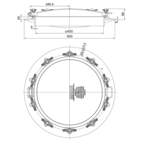 DN600 Manlidmontage met laag profiel (600 mm) GUARD™  DN600 Manlidmontage met laag profiel (600 mm)
