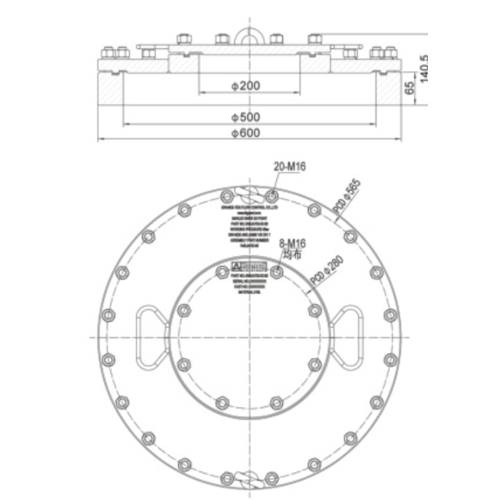 (DN500 mm) con (DN200 mm) Conjunto de tapa de inspección con tapa plana GUARD™ (DN500 mm) con (DN200 mm) Conjunto de tapa de inspección con tapa plana