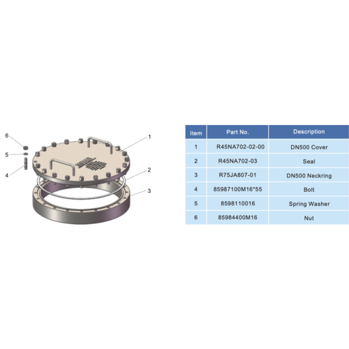 (DN500mm) Flange Manlid Assembly with Flat Cover -7Bar GUARD™ (DN500mm) Flange Manlid Assembly with Flat Cover -7Bar