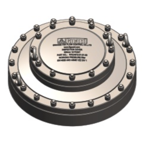 (DN500 mm) con (DN300 mm) Conjunto de tapa de brida de cubierta convexa de inspección GUARD™ (DN500 mm) con (DN300 mm) Conjunto de tapa de brida de cubierta convexa de inspección