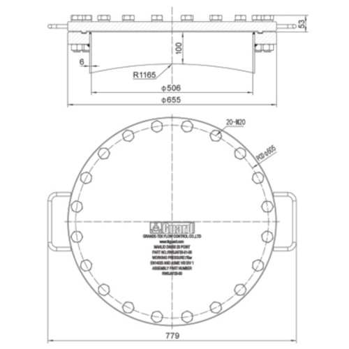 GUARD™ (DN500 mm) Tipo arbitrario con conjunto de tapa de cierre con brida de cuello