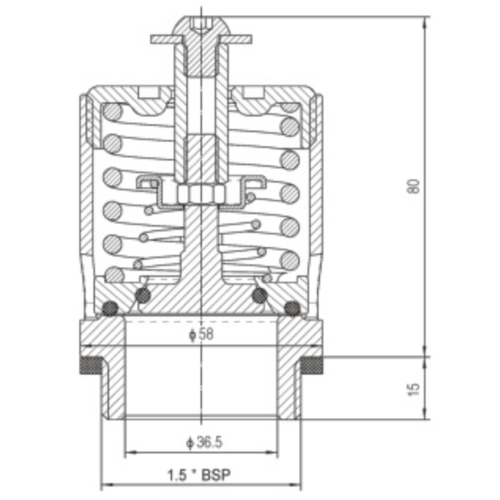 Válvula de seguridad BSP de 1,5", presión 1,93 bar, vacío 0,21 GUARD™ Válvula de seguridad BSP de 1,5", presión 1,93 bar, vacío 0,21