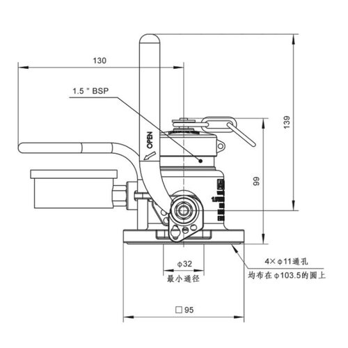 1,5 inch Air Inlet Ball Valve, 316L Stainless Steel GUARD™ 1,5 inch Air Inlet Ball Valve, 316L Stainless Steel