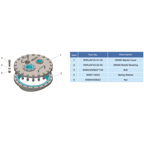 GUARD™ (DN500mm) Ensemble de couvercle à bride à revêtement plastique