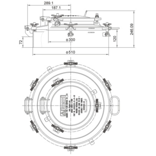 Conjunto de tapa de tubo de grúa DN500 (con inspección) GUARD™  Conjunto de tapa de tubo de grúa DN500 (con inspección)