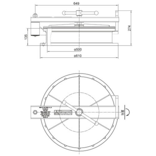 Conjunto de tapa de cierre giratoria atmosférica DN500 GUARD™ Conjunto de tapa de cierre giratoria atmosférica DN500