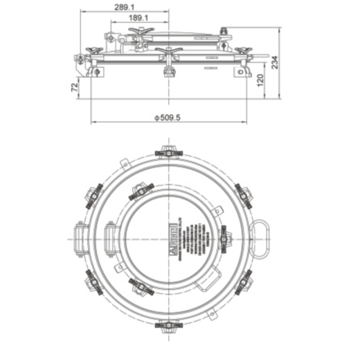 DN500 With stands 4BAr Pressure Manlid Assembly -With DN300 Inspection GUARD™ DN500 With stands 4BAr Pressure Manlid Assembly -With DN300 Inspection