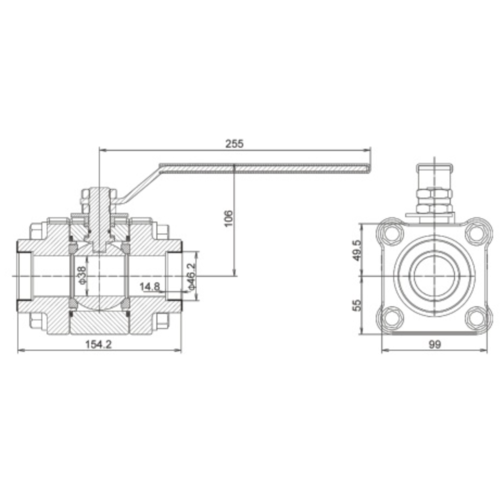 Válvula de bola de dióxido de carbono DN40 GUARD™ Válvula de bola de dióxido de carbono DN40