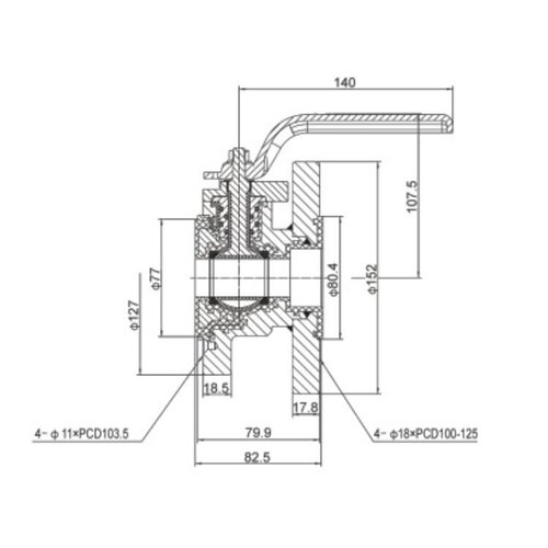 1,5" Airline Ballvalve revêtu de PFA GUARD™ 1,5" Airline Ballvalve revêtu de PFA