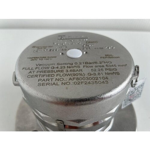 Válvula PV revestida de PFA DN80 / 3,0 Bar - Ajuste del vacío: 0,021Mpa GUARD™ Válvula PV revestida de PFA DN80 / 3,0 Bar - Ajuste del vacío: 0,021Mpa