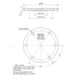 Blindflens voor toplossing 200 mm