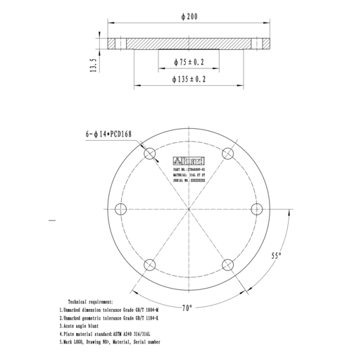 GUARD™ Blindflens voor toplossing 200 mm