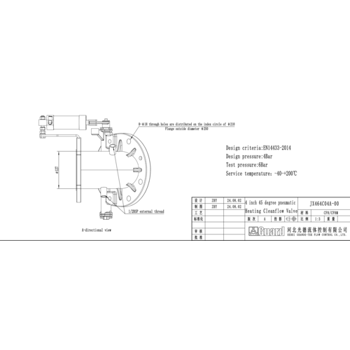 4” 45° Pneumatisch Bodemafsluiter - Stoom Verwarmd - Puntige Poppet GUARD™ 4” 45° Pneumatisch Bodemafsluiter - Stoom Verwarmd - Puntige Poppet