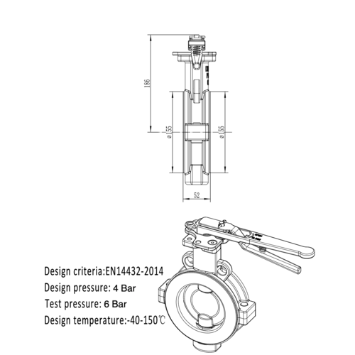 4” Vlinderklep PFA gevoerd GUARD™ 4” Vlinderklep PFA gevoerd