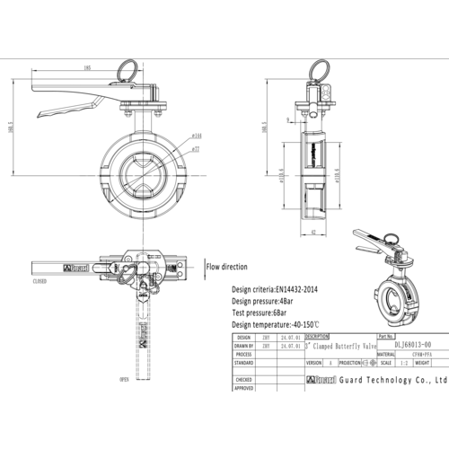 GUARD™ 3" Butterfly valve PFA lined