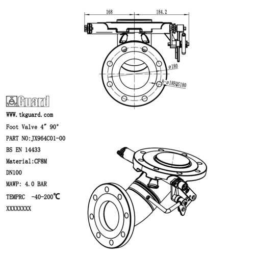 4" 90 Degree Quickflow Bottom Discharge, Manually Operated GUARD™ 4" 90 Degree Quickflow Bottom Discharge, Manually Operated