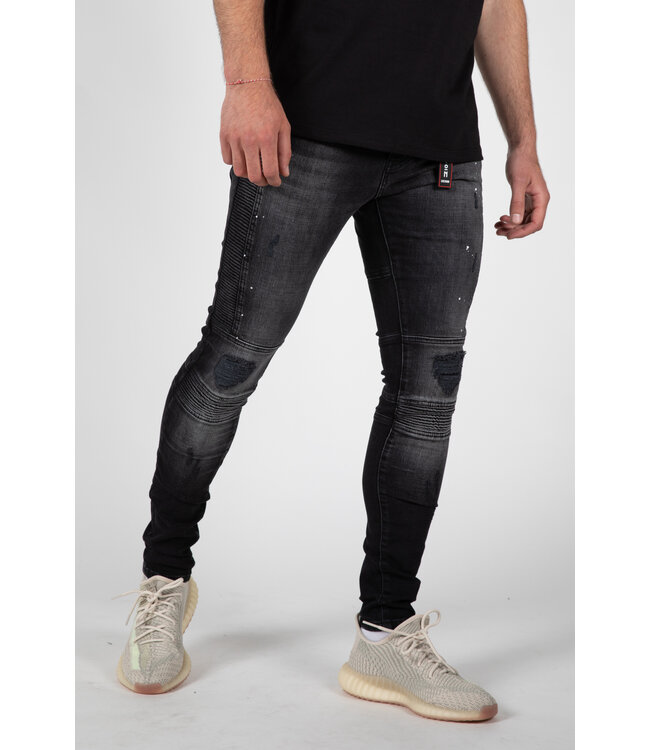 LEYON Leyon Ribbed Black Jeans Spotted 2044