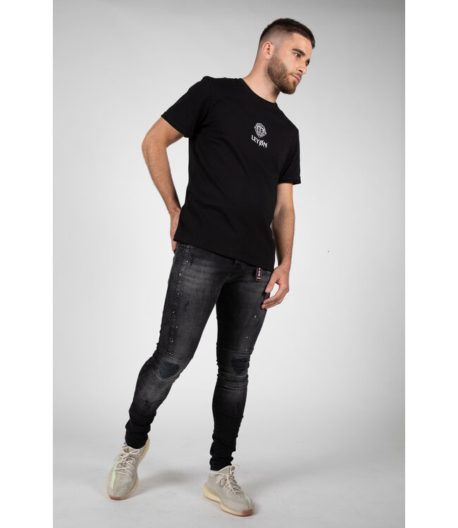 LEYON Leyon Ribbed Black Jeans Spotted 2044