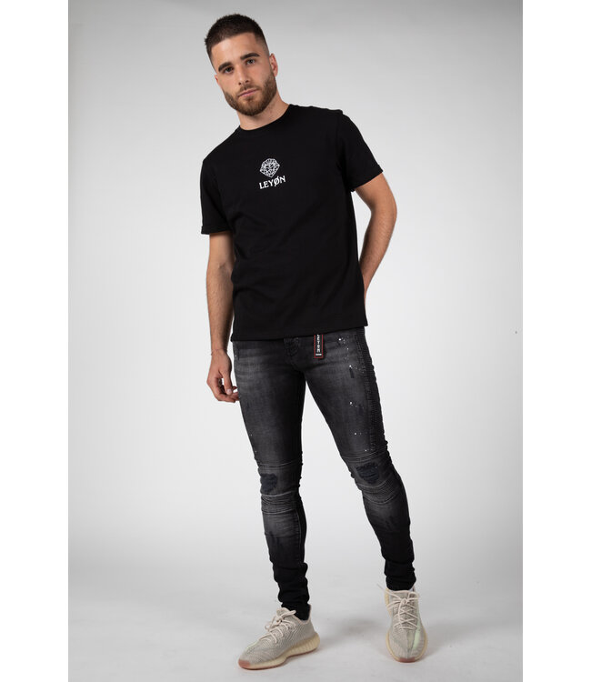 LEYON Leyon Ribbed Black Jeans Spotted 2044